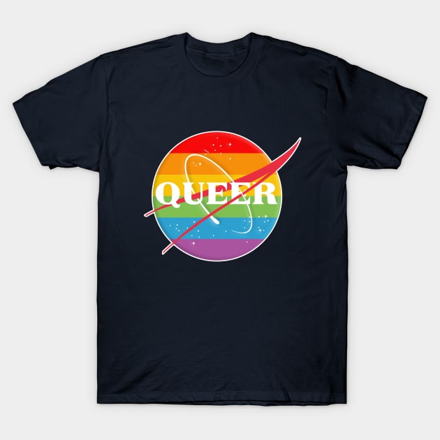 NASA/QUEER Rainbow  Logo Tribute/Parody Design T-Shirt by DankFutura